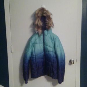 Blue and purple ombre girls winter coat